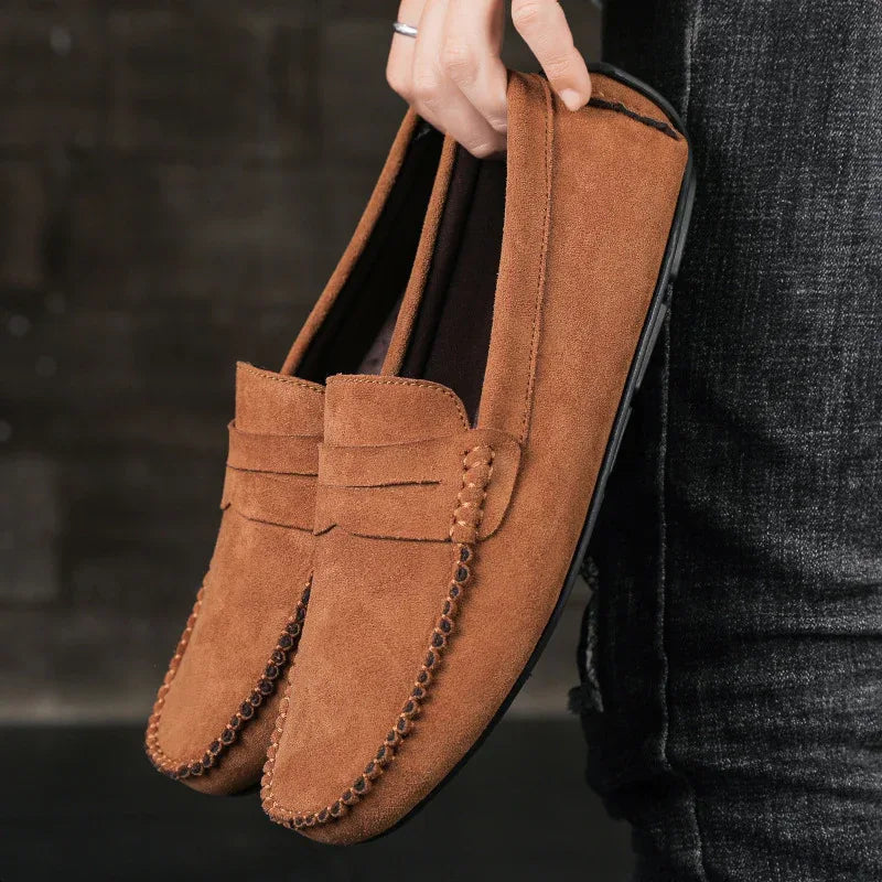 Herrenschuhe Leder Slip-On Atmungsaktive Loafer
