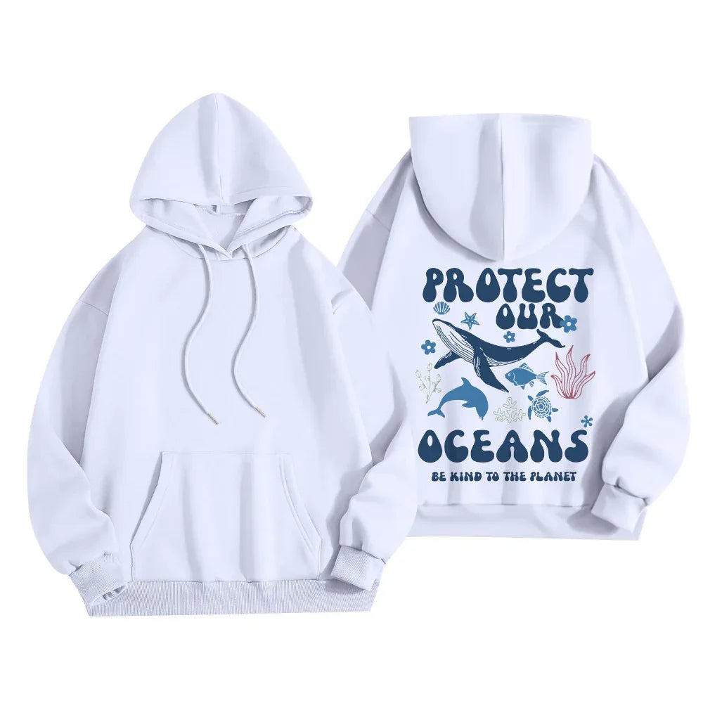 Damen stilvolle und leichte langärmelige Save Our Oceans Pullover-Hoodies