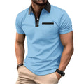 Modisches schlankes Kurzarm-T-Shirt mit Tasche, Poloshirt für Herren