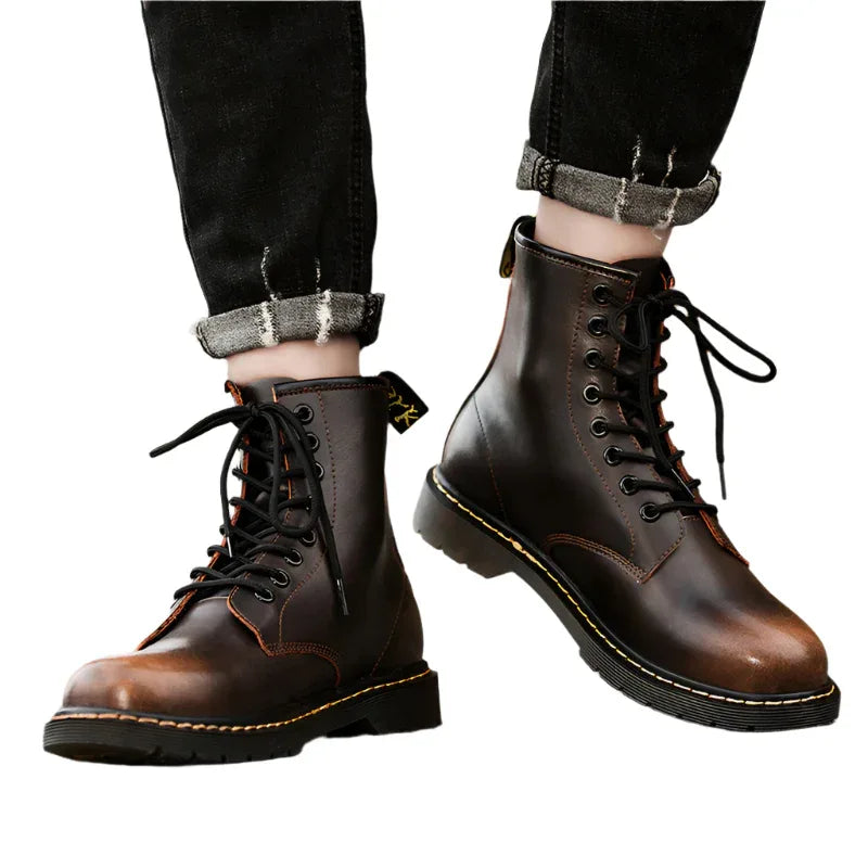 Chaussures montantes pour hommes en cuir de style britannique, bottes Martin