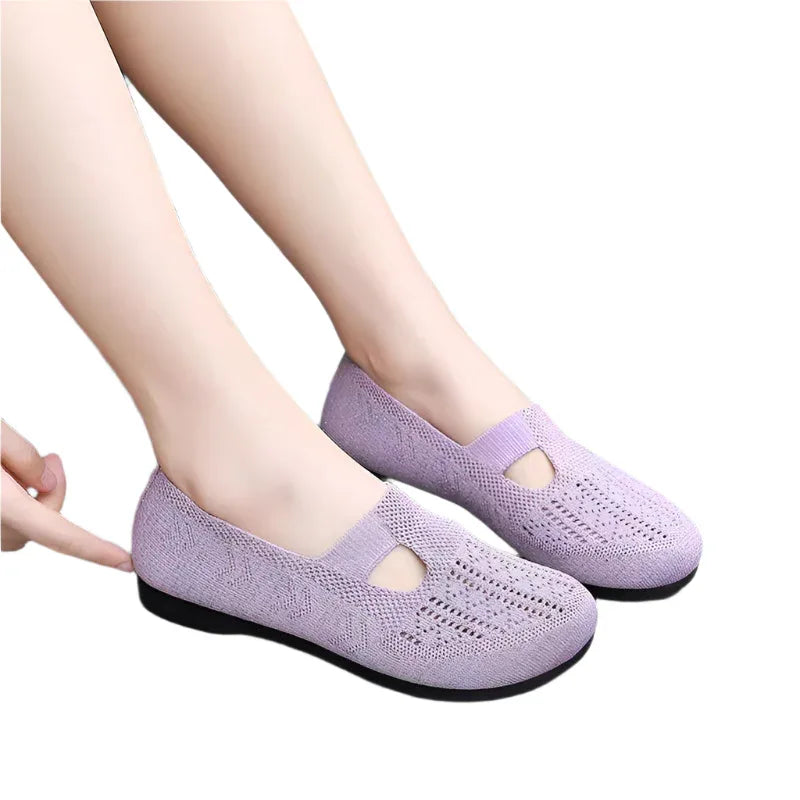 Damen Flache Atmungsaktive Mesh-Schuhe Sommer Leichte Loafer