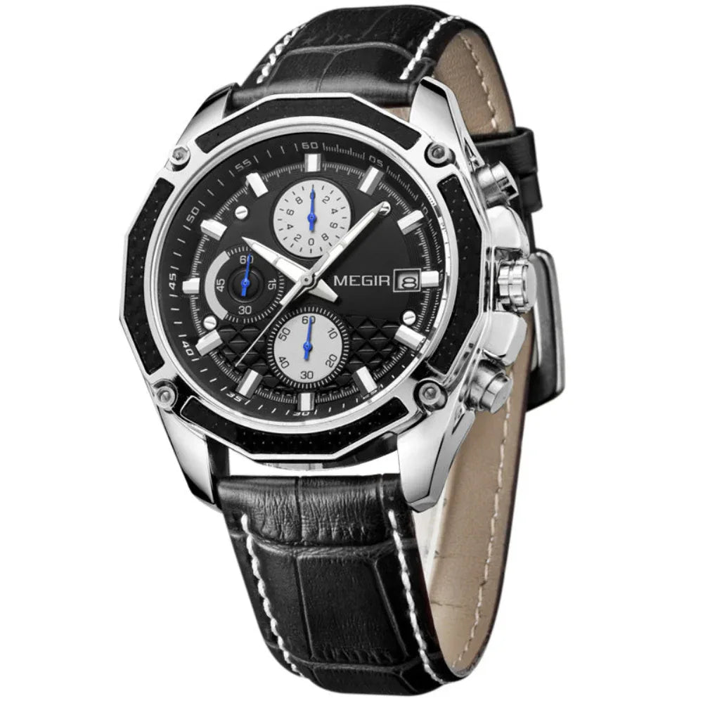 Herren-Multifunktions-Lederarmbanduhr
