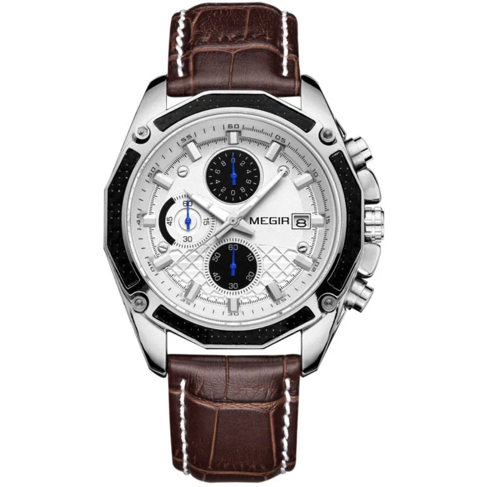 Herren-Multifunktions-Lederarmbanduhr