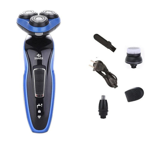 Rasoir électrique 4 en 1 avec tondeuse rechargeable à triple lame pour homme