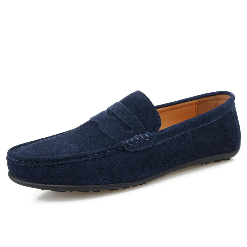 Herren Mokassins aus Veloursleder in Unifarben, Britischer Stil, Flache Freizeitschuhe