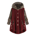 Herbst Und Winter Langarm Leopard Kapuze Plüschmantel Für Damen