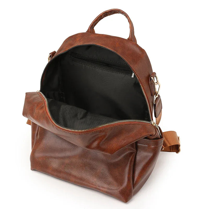 Damen Rucksack aus PU-Leder mit großem Fassungsvermögen für Reisen, Schule, Arbeit