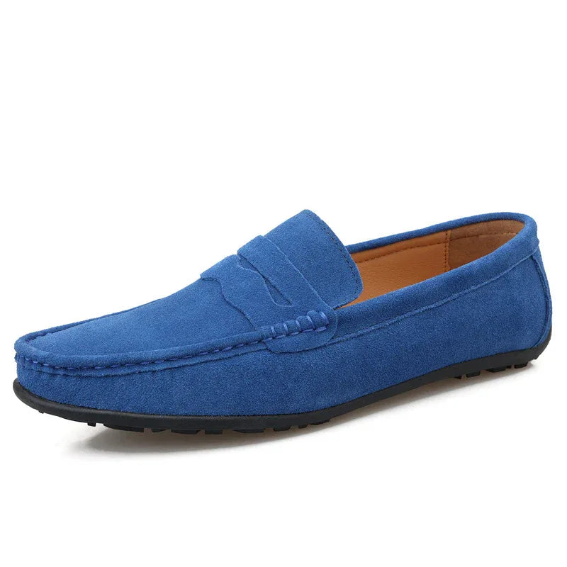 Herren Mokassins aus Veloursleder in Unifarben, Britischer Stil, Flache Freizeitschuhe