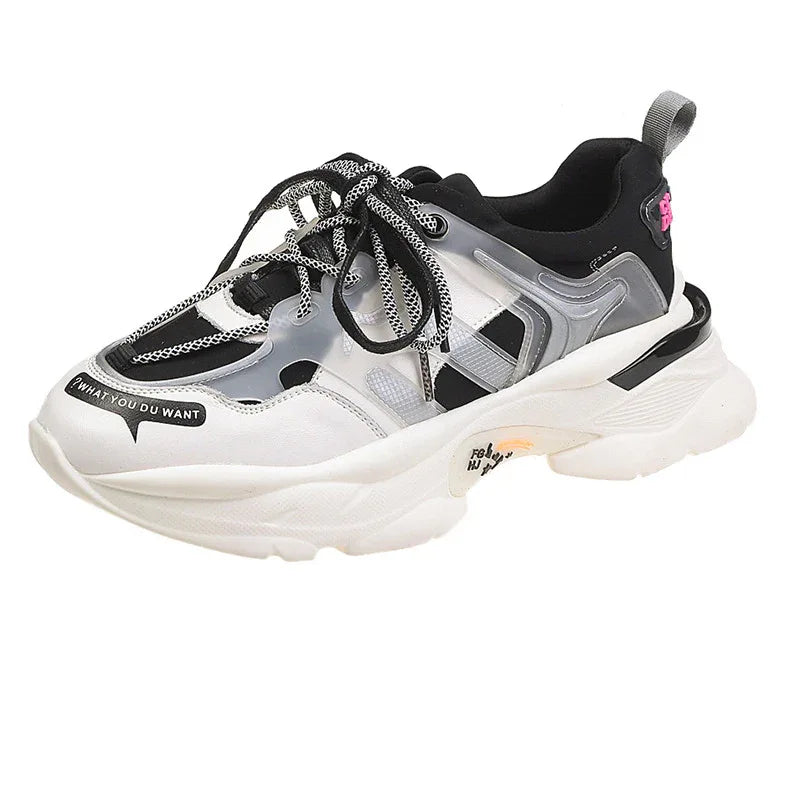 Chaussures de sport d'été à semelle épaisse et coupe haute pour femme