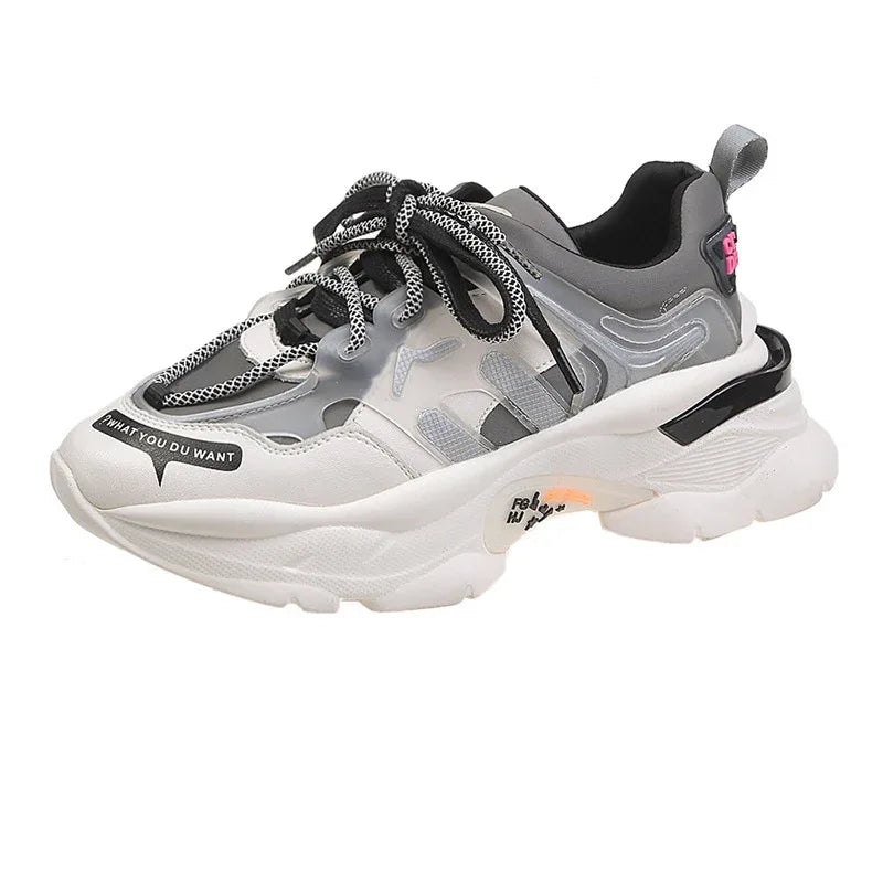Chaussures de sport d'été à semelle épaisse et coupe haute pour femme