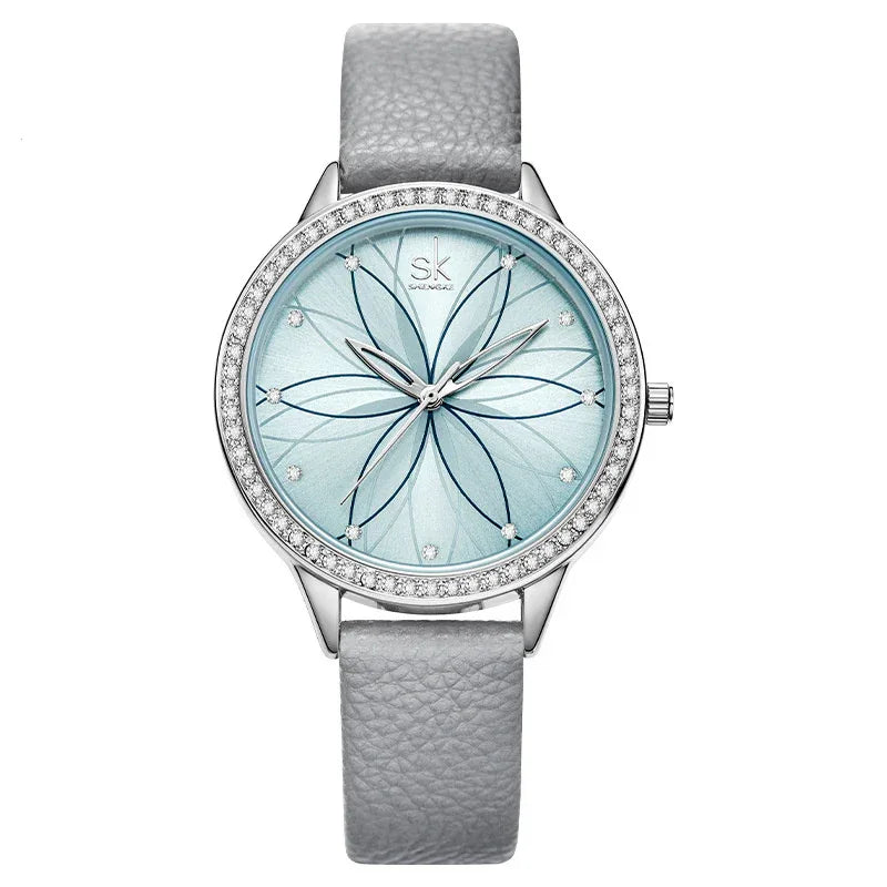 Damen Kreative Blumen Quarz Damenuhr