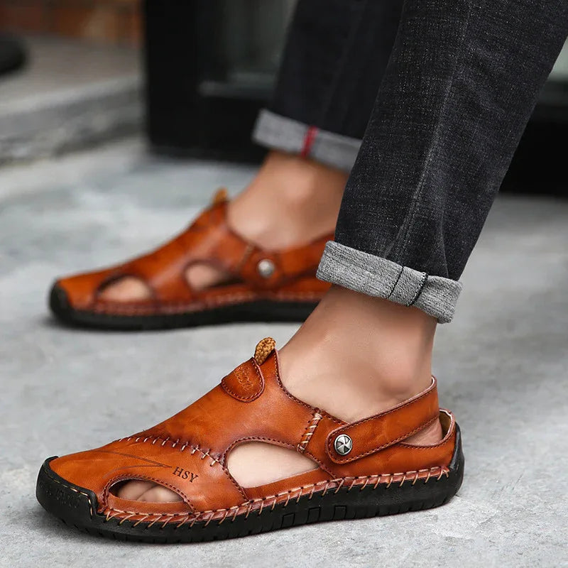 Chaussures en cuir véritable Sandales romaines d'été pour homme