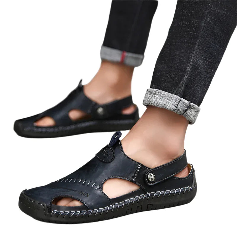 Chaussures en cuir véritable Sandales romaines d'été pour homme