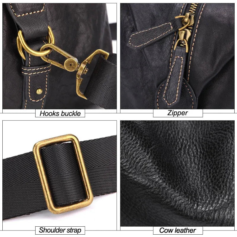 Sac de voyage du week-end grande capacité en cuir véritable avec bandoulière amovible