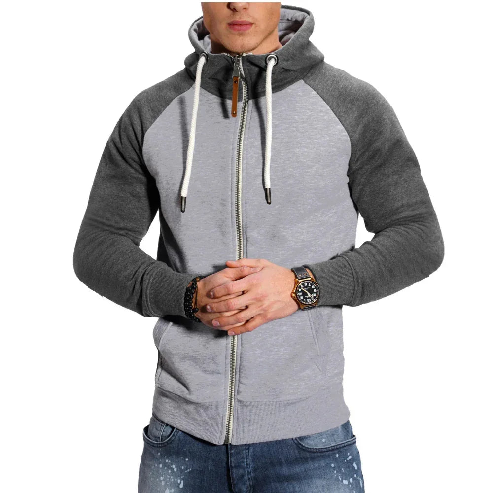 Herren Sport-Fleece-Cardigan Mehrfarbiger Hoodie
