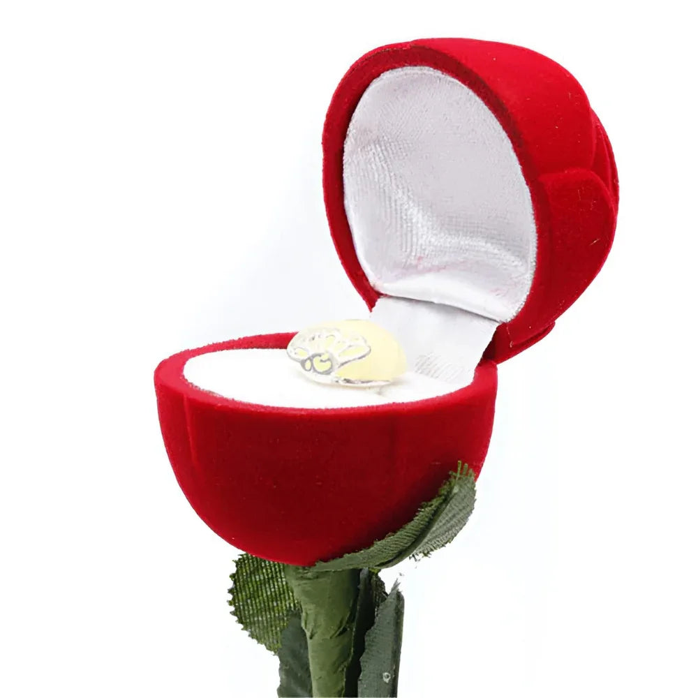 Romantische rote Rosenblüten-Ring-Geschenkbox für Jahrestag, Hochzeit, Antrag & Geschenke