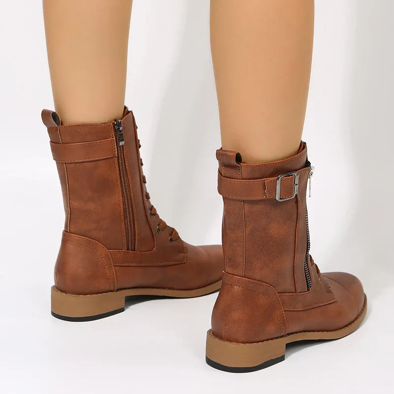 Western Cowboystiefel zum Schnüren mit seitlichem Reißverschluss für Damen