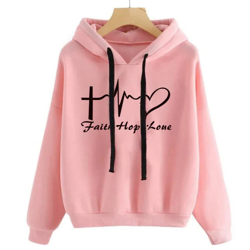 Kapuzenpullover mit Herz-Print für Damen