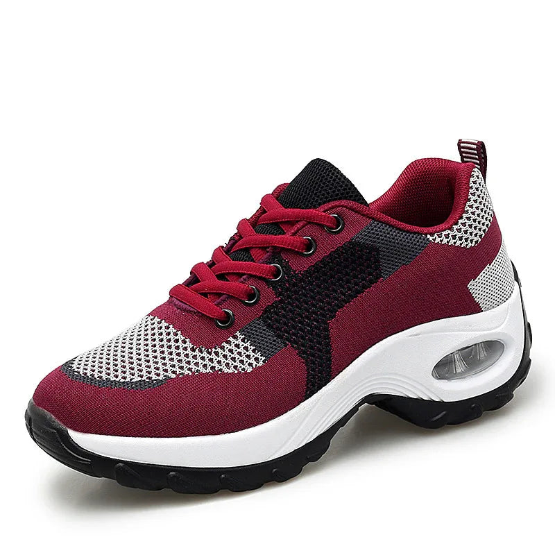 Chaussures de course pour femme, en PU avec semelle coussinée, confortables et respirantes
