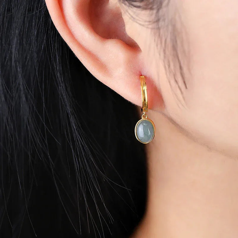 Boucles d'oreilles en argent 925 et jaspe naturel pour femmes