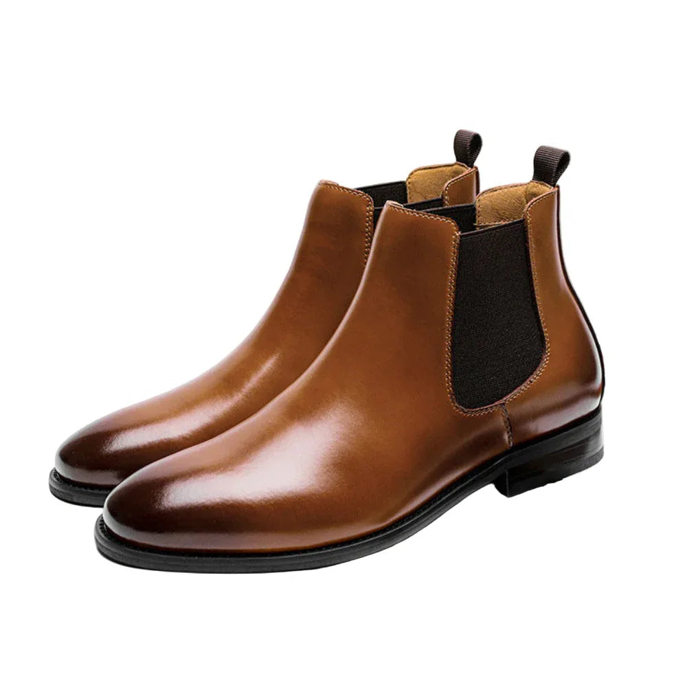 Bottes courtes en cuir pour hommes style rétro britannique doublées en polaire Chelsea