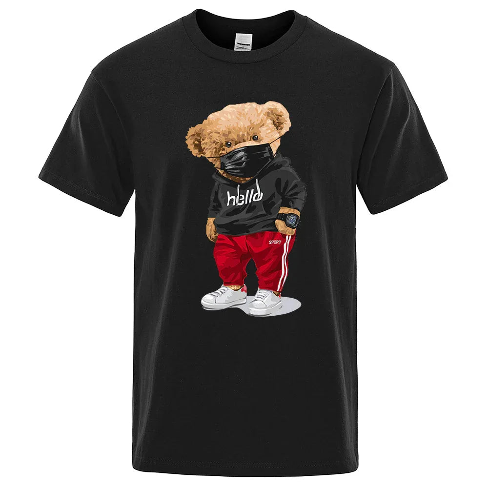 Bedrucktes Masked Bear Kurzarm-T-Shirt für Herren