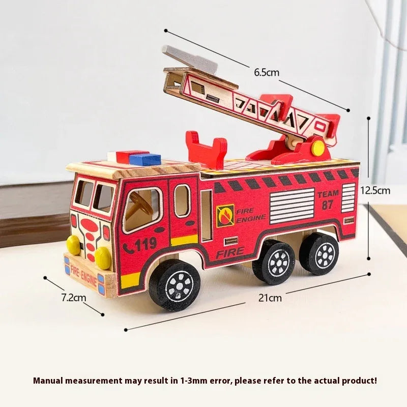Buntes Holz-Feuerwehrauto Kinderspielzeug