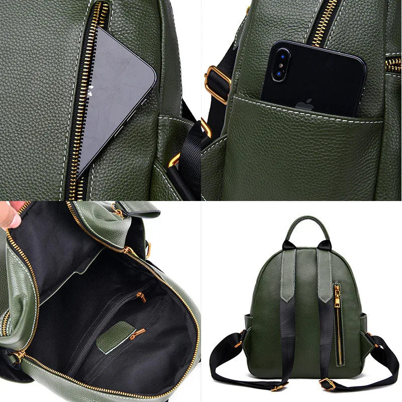 Damen-Lederrucksack für oben aufliegendes Gepäck
