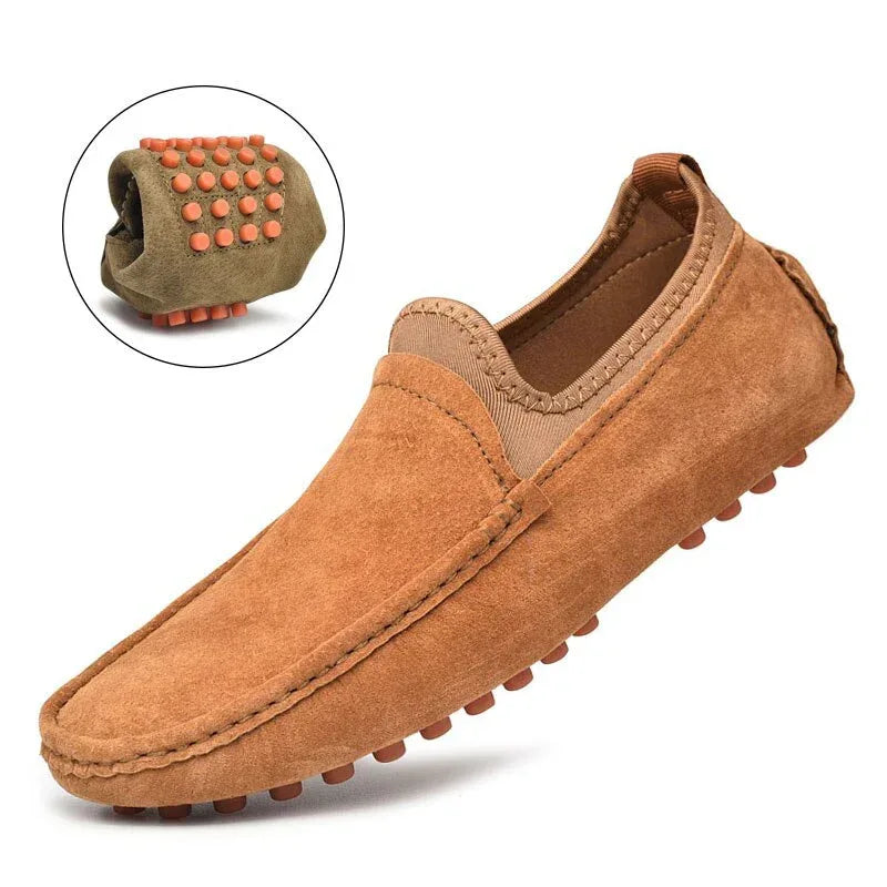 Freizeitschuhe Herren Sommer Mokassins Slipper Atmungsaktiv Übergröße Echtleder Loafer