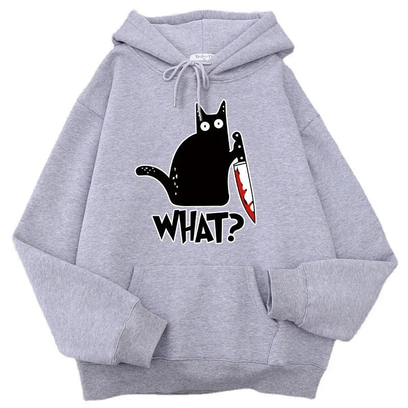 Überraschte Killer Schwarze Katzen Hoodies für Herren