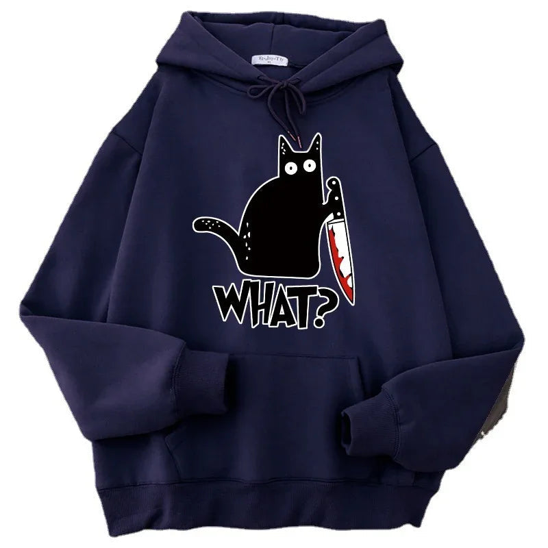 Überraschte Killer Schwarze Katzen Hoodies für Herren