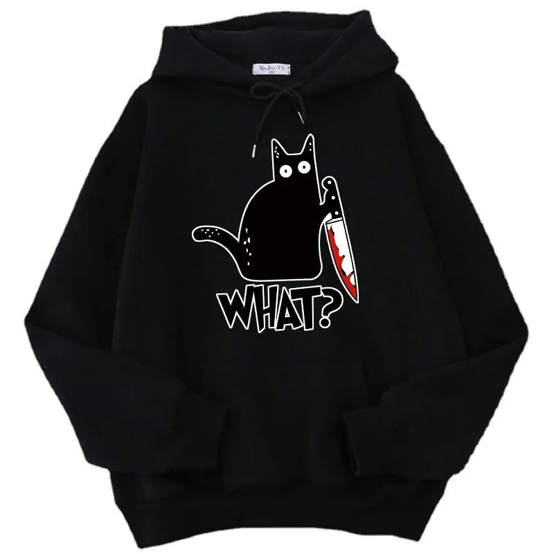 Überraschte Killer Schwarze Katzen Hoodies für Herren