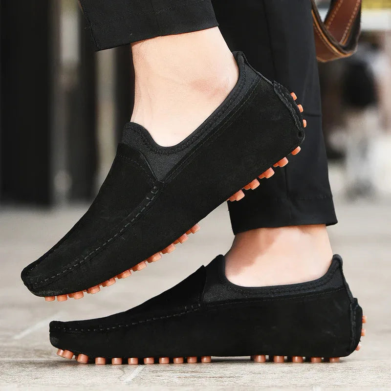 Freizeitschuhe Herren Sommer Mokassins Slipper Atmungsaktiv Übergröße Echtleder Loafer