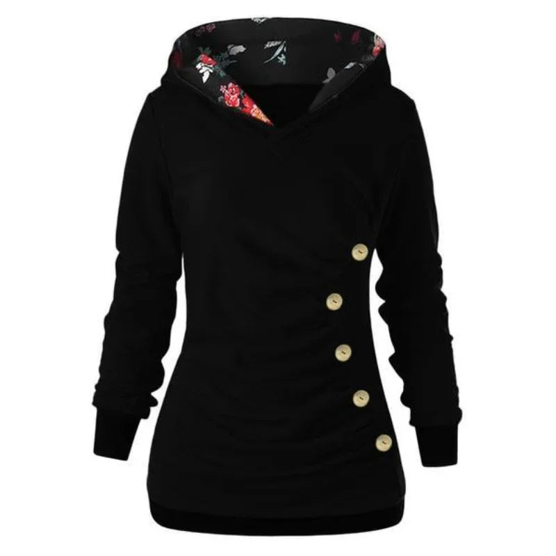 Sweat à capuche décontracté uni pour femme