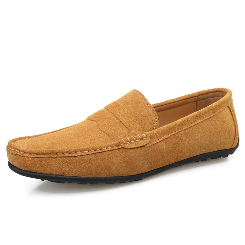 Herren Mokassins aus Veloursleder in Unifarben, Britischer Stil, Flache Freizeitschuhe
