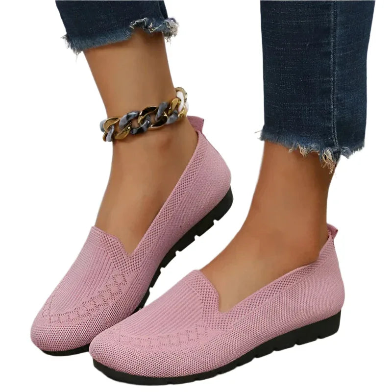 Freizeit-Mesh-Flats, Schuhe, Mode, einfarbig, runde Zehen, Loafer, gemütliche Lazy-Schuhe für Damen