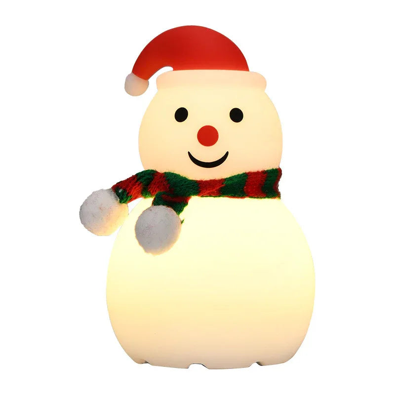 Lampe de Nuit Bonhomme de Neige de Noël Audio Bluetooth en Silicone Petite Lampe de Nuit