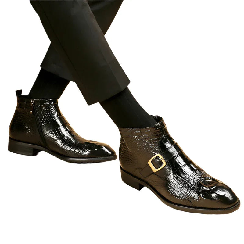 Herren-High-Top-Stiefel im britischen Stil, formelle Lederschuhe