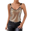 Sommer Pailletten Neckholder-Kettentop Damenbekleidung