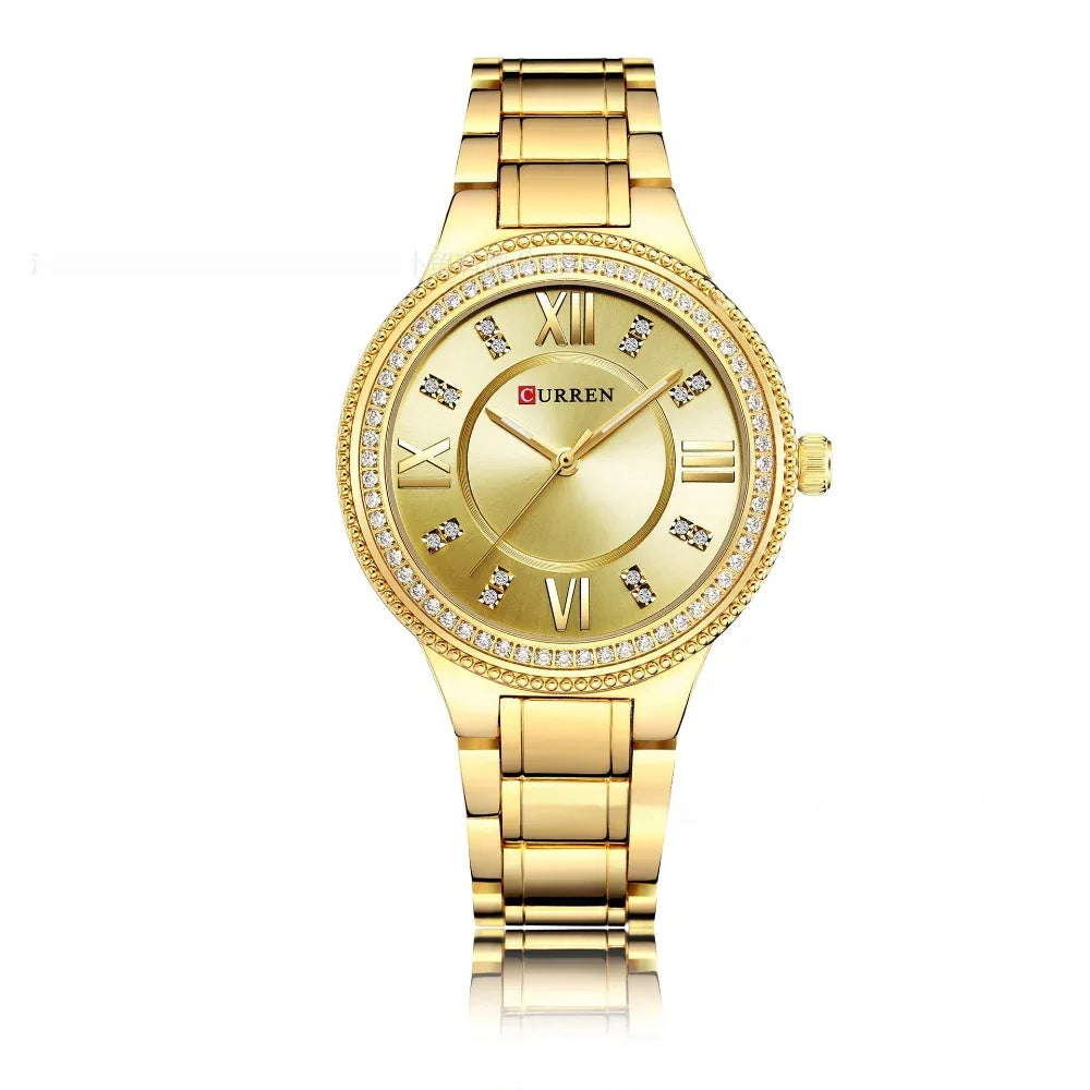 Damen Quarz Mode Wasserdichte Diamant Stahl Uhr
