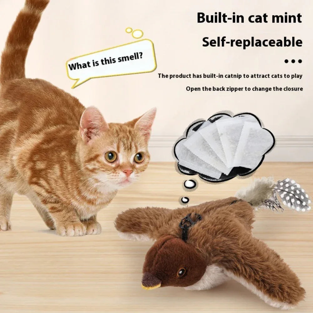 Jouet pour chat électrique rechargeable oiseau de simulation