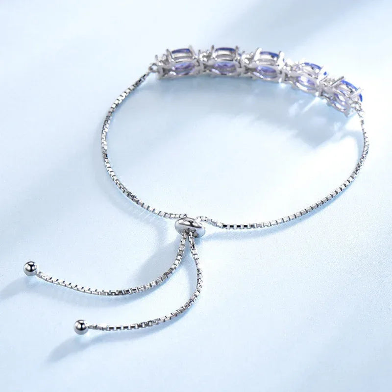 Bracelets en topaze bleue pour femmes avec chaîne réglable