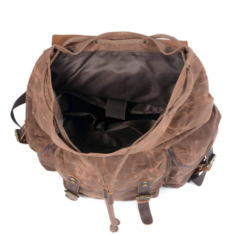 Studenten Rucksack Retro Rucksack Kordelzug Herren Ölwachs Canvas Tasche
