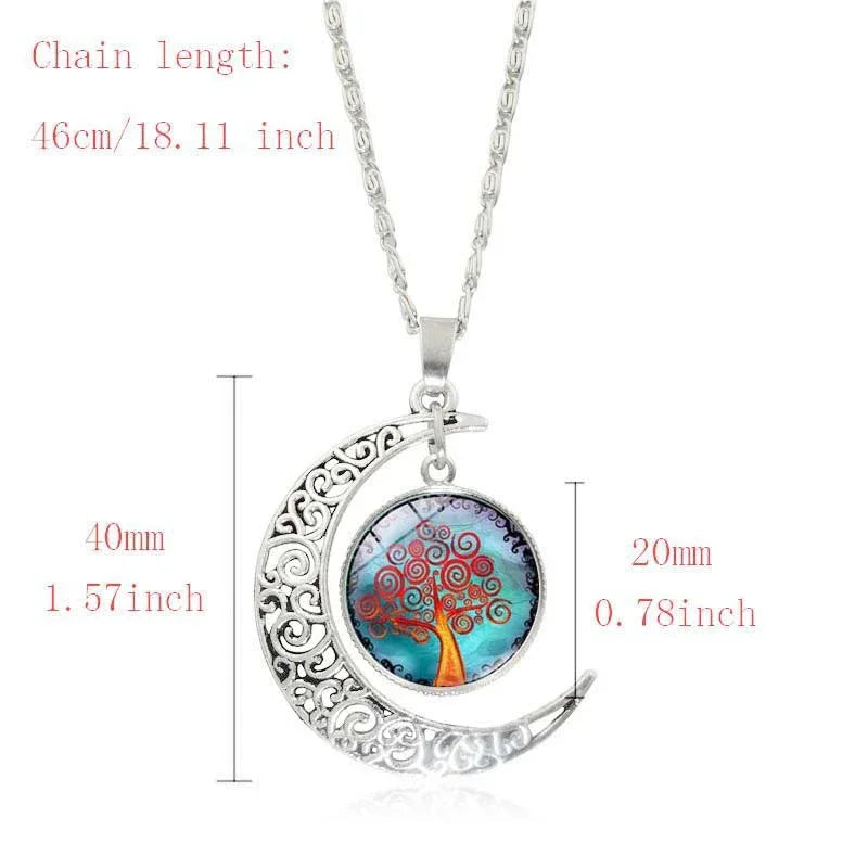 Baum des Lebens Zeit Edelstein Ohrringe Armband Schmuck Halskette Set