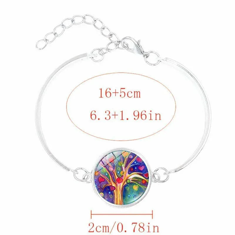 Baum des Lebens Zeit Edelstein Ohrringe Armband Schmuck Halskette Set