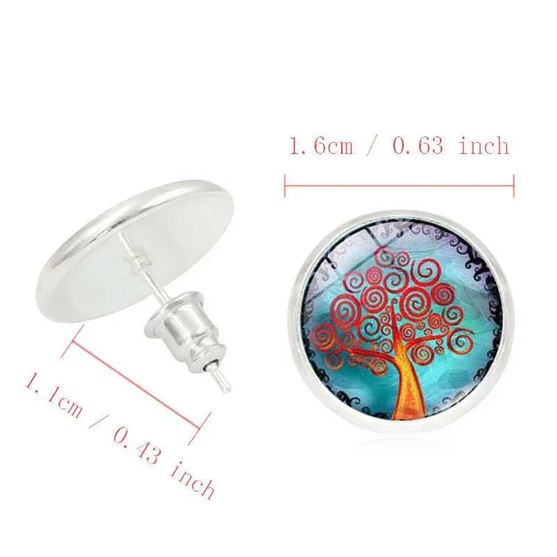 Baum des Lebens Zeit Edelstein Ohrringe Armband Schmuck Halskette Set
