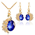 Pfau Strass Ohrringe & Halskette Schmuckset