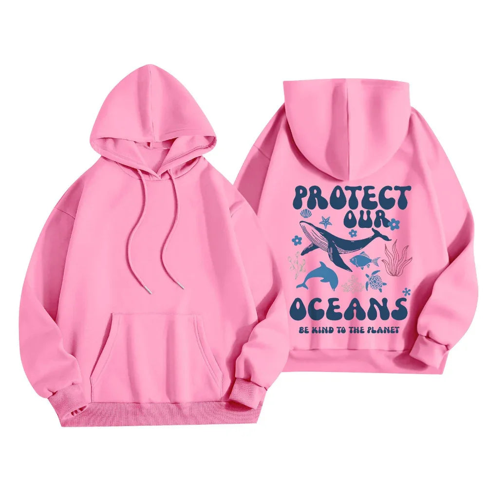Damen stilvolle und leichte langärmelige Save Our Oceans Pullover-Hoodies