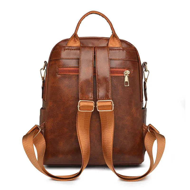 Damen Rucksack aus PU-Leder mit großem Fassungsvermögen für Reisen, Schule, Arbeit