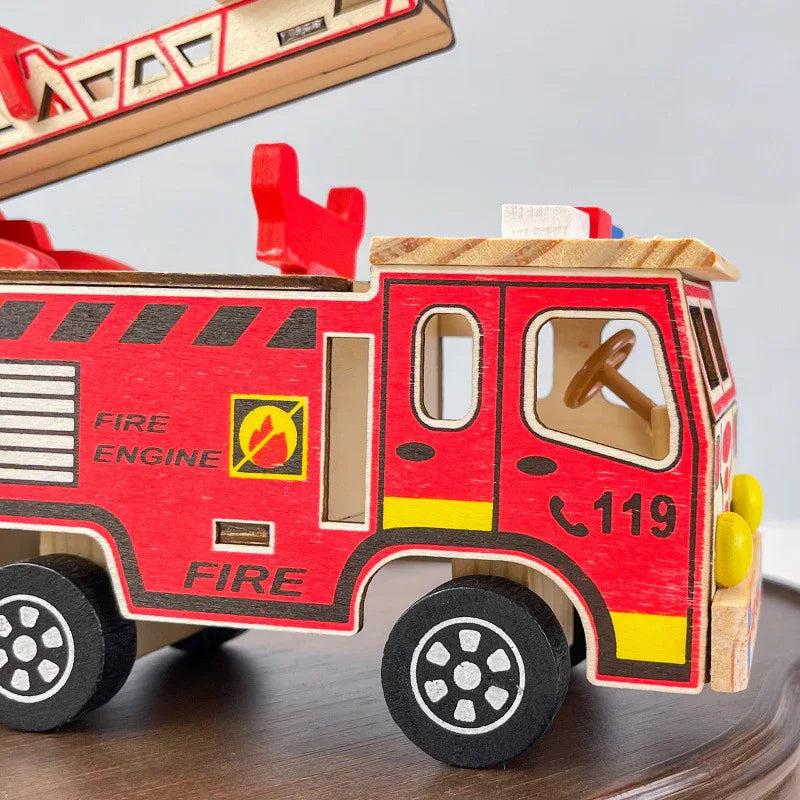 Buntes Holz-Feuerwehrauto Kinderspielzeug